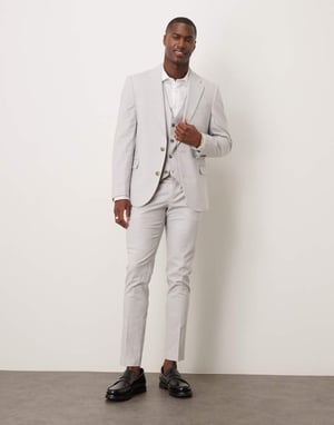 ASOS DESIGN linneblandning smal kostymjacka i grå