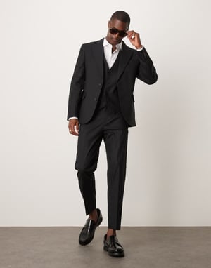 ASOS DESIGN linneblandning slim passform kavaj i svart