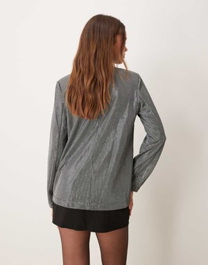 JDY kragefri blazer i metallisk silver
