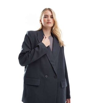 Vero Moda Tall skräddarsydd herringbone co-ord blazer i mörkgrå melange