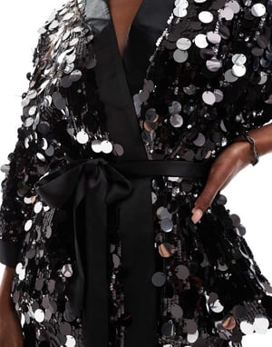 ASOS DESIGN disco paljetkimono i svart