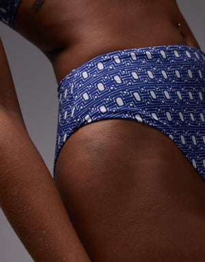 ARKET mix & match högmidjad bikinitrosa i blå och vit mönster