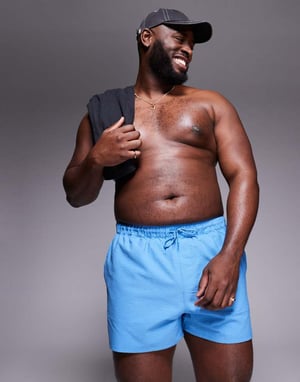 ASOS DESIGN seersucker badshorts i kort längd i blått