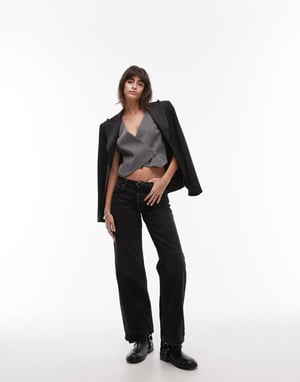 Topshop asymmetrisk wrap väst i kolgrå