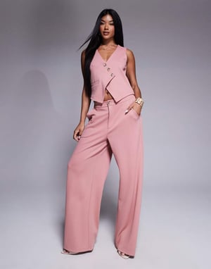 ASOS DESIGN koord asymmetrisk västtop i rosa