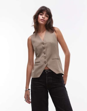 Topshop högkragig knäppbar väst med mjuk känsla