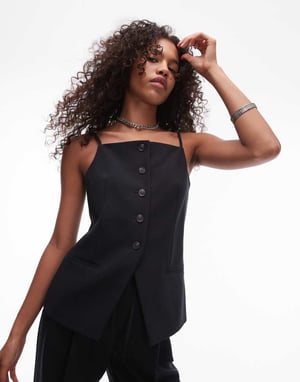 Topshop fyrkantig nackväst i svart