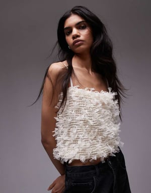 Topshop 3D strappy topp i krämfärg