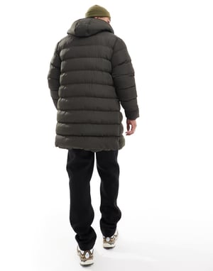 French Connection longline puffer jacket in khaki