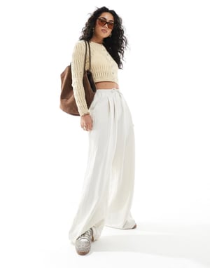 Monki stickad cardigan med sömdetaljer i smörgul