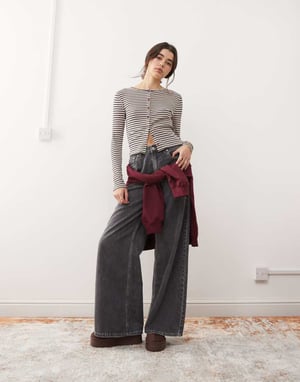 Miss Selfridge långärmad cardigan i randig design
