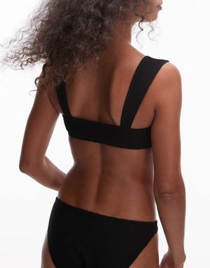 & Other Stories texturerad bandeau-bikinitopp i svart