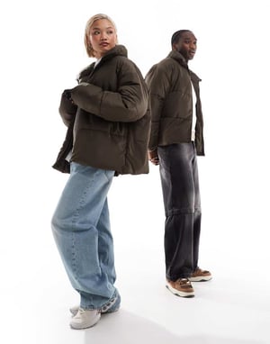 COLLUSION unisex pufferjacka i brunt