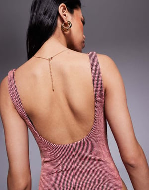 ASOS DESIGN Willow våffeltextur fyrkantig halsringning baddräkt i rosa