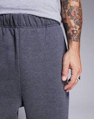 ASOS DESIGN premium tungvikts oversized joggers 400gsm i kolgrå melange - KOLGRÅ