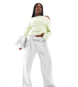 ASOS DESIGN Curve skräddarsydd crossover vid ben jogger i grå