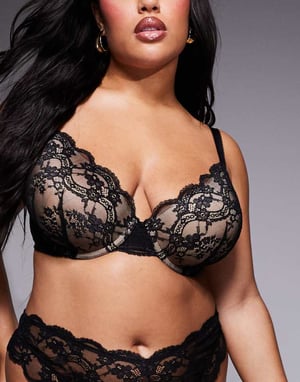 ASOS DESIGN Curve Lola spets push-up bh i svart