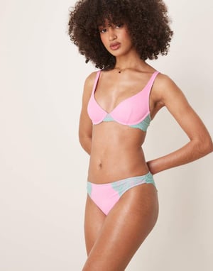 Dora Larsen Summer lace and microfibre brief in bright pink and blue