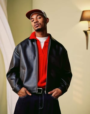 ASOS DESIGN jacka i svart konstläder