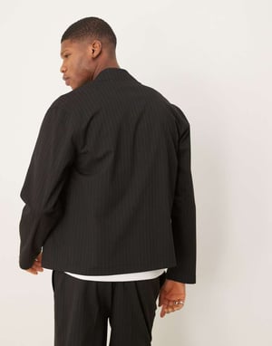 ASOS DESIGN smart co-ord harringtonjacka i svart randig mönster