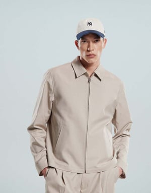 ASOS DESIGN smart co-ord harrington-jacka i beige mikrotextur