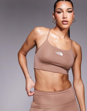 The North Face Flex logo low support bra in brown