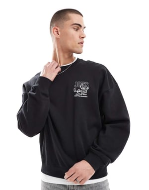 ONLY & SONS oversized sweatshirt med pizzaprim på ryggen i svart