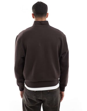 ASOS DESIGN oversized boxig kvartdragkedja sweatshirt i brun