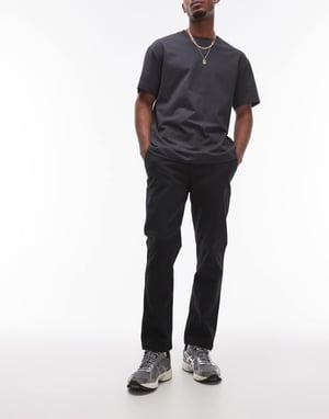 Topman straight chino trousers in black