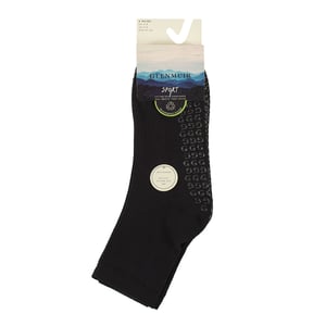 2 Pair Ladies Yoga Grip Socks | Cotton Cushioned Mid Length Gym Pilates Socks