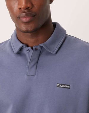 Calvin Klein Jeans label logo rugby shirt in steel blue