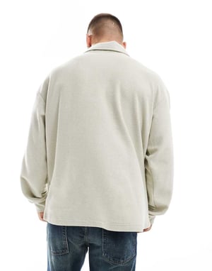 Cotton On texturerad rugbypolo i elfenben