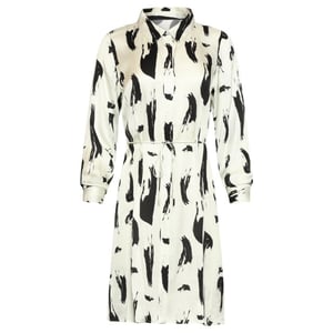 Smashed Lemon Doorknoopjurk met zwart-witte abstracte print |