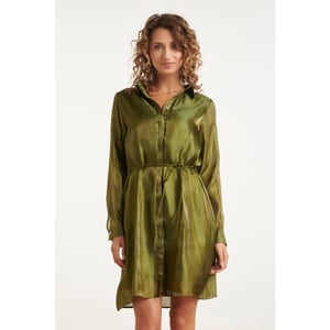 Smashed Lemon Glanzende midi-jurk met taillekoord |