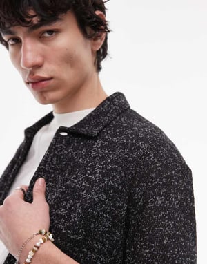 Topman avslappnad passform texturerad polo i grått