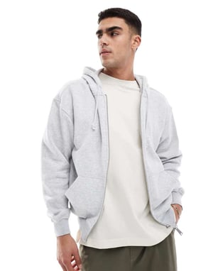 Cotton On box fit zip up hoodie in grey marle