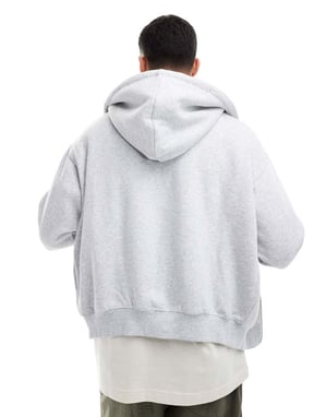 Cotton On box fit zip up hoodie in grey marle