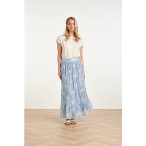 Smashed Lemon Zwierige maxi-rok met geborduurde print en stroken |