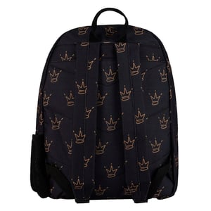 Unisex Black King Crown Pattern Backpack with Padded Straps | School Travel Bag