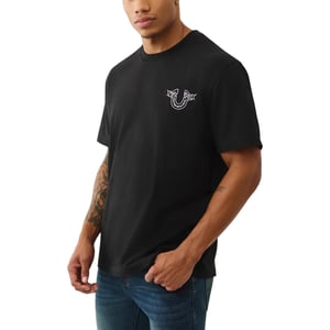 True Religion Mens T Shirts Heavy Ribbon Logo Crew Neck Summer Soft Cotton Tee