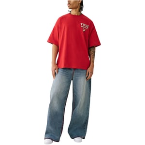 True Religion Mens T Shirts Short Sleeve Flocked Summer Crew Neck Tee