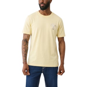 True Religion Mens T Shirts Embossed Foil Buddha Face Logo Cotton Tee