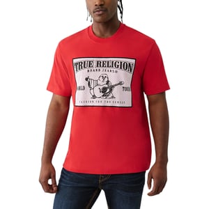 True Religion Mens T Shirts Mesh SRS Logo Crew Neck Summer Soft Cotton Tee