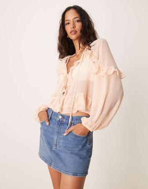 Abercrombie & Fitch denim-miniskjorta i blå denim