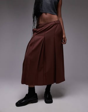 Topshop boxfalld midi kjol i brun