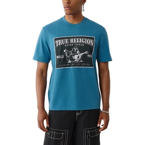 True Religion Mens T Shirts Mesh SRS Logo Crew Neck Summer Soft Cotton Tee