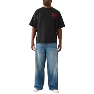 True Religion Mens T Shirts Short Sleeve Flocked Summer Crew Neck Tee