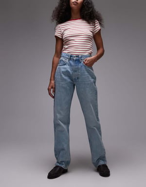 Topshop Kort high rise straight jean in bleach