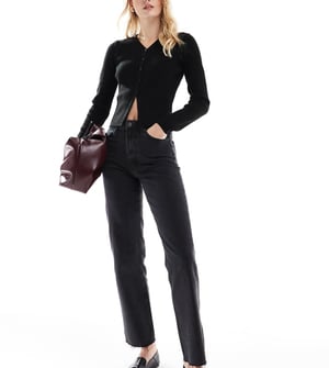 ASOS DESIGN Tall ankle grazer straight leg jeans in black