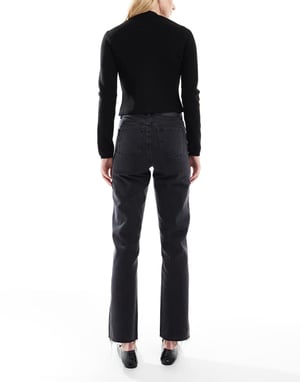 ASOS DESIGN Tall ankle grazer straight leg jeans in black